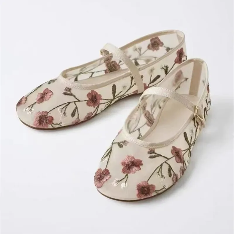 Ethnic Fashion Brand - Siatkowe haftowane rekreacyjne mieszkania baletowe damskie