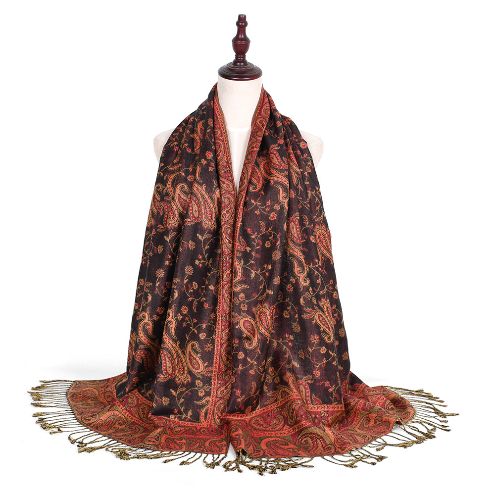 Go Ethnic Fashion - Szal Pashmina Damski Wzór Paisley Aqua