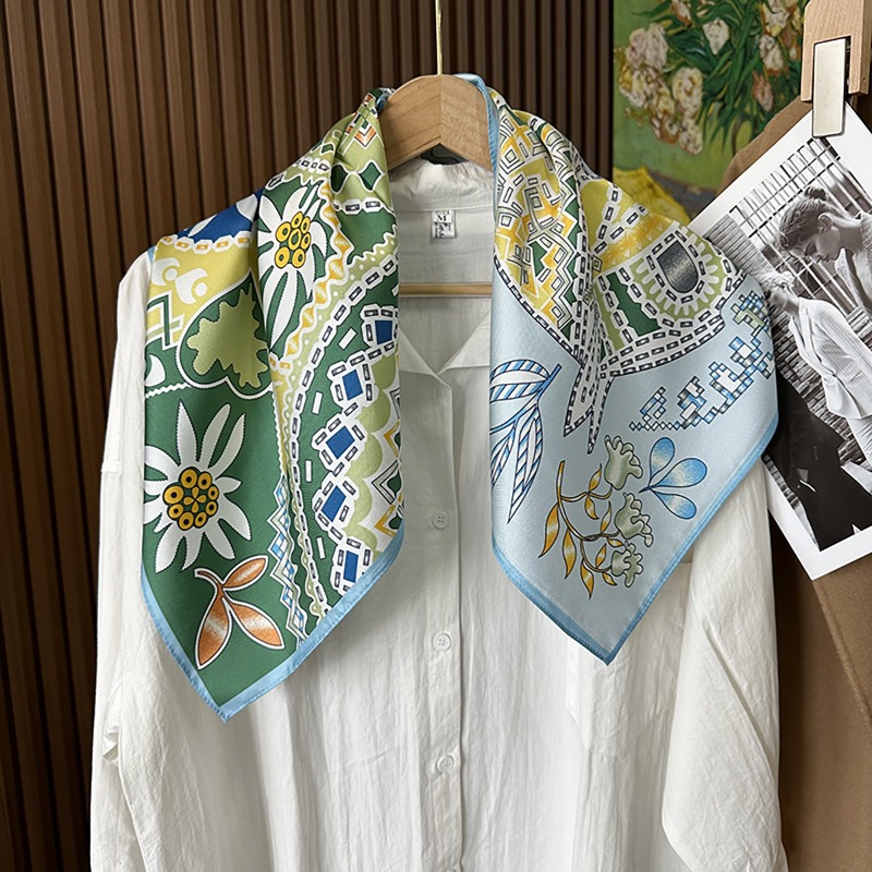 Zielona kwadratowa chusta w st – Ethnic Fashion Accessories recenzja i cena